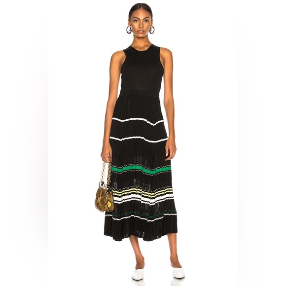 PROENZA SCHOULER Stripe Dress in Black/Green - S/M - Picture 1 of 3